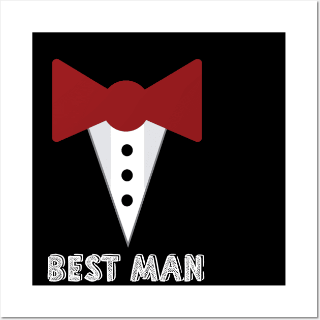 Best man wedding party t shirt mock tuxedo Wall Art by mazurprop